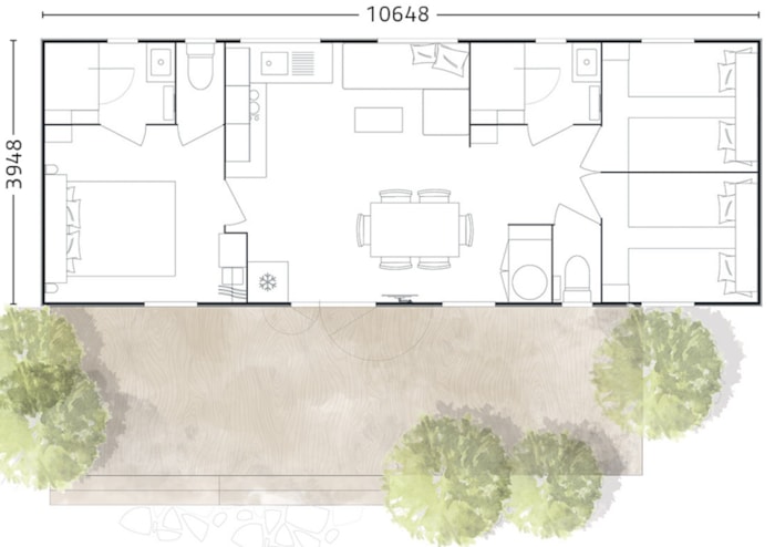 Mobil-Home Premium Rouffiac 40M² (3 Chambres) + 2 Salles De Bain + Lv + Ll + Terrasse