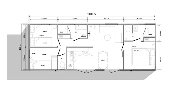 Mobil-Home Premium Evasion 45M² (3 Chambres) + 2 Salles De Bain + Lv + Terrasse 15.5M²