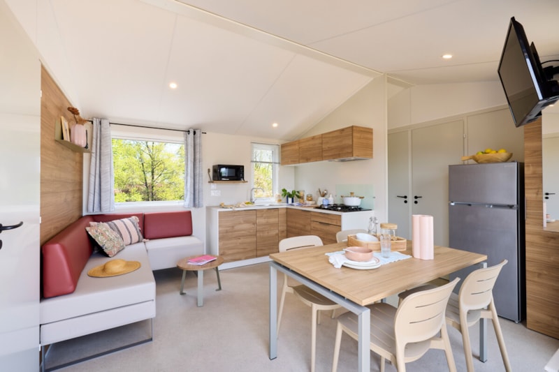 Mobil-Home Toscane Premium 33m² - 3 chambres + Terrasse couverte + CLIM + TV + Lave-vaisselle