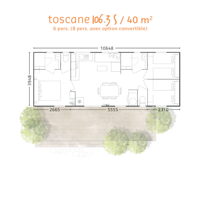 Mobil-Home Premium Almeria 40M² - 3 Chambres - 2 Salles De Bain + Terrasse Couverte + Clim + Tv + Lv