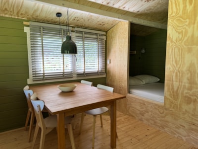Wooden cabin the Ringed Sparrow