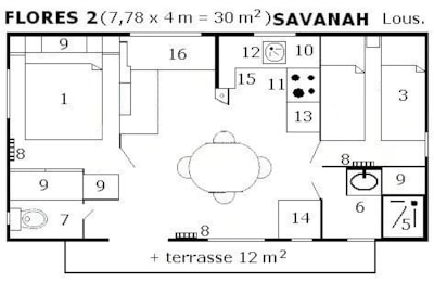 Mobile-home Louisiane Flores (2 Bedrooms)