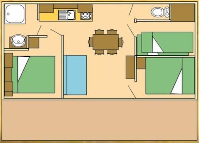 Chalet Alizé Confort+ 32m² (3 bedrooms) + sheltered terrace + Dishwasher + 2 Deckchairs
