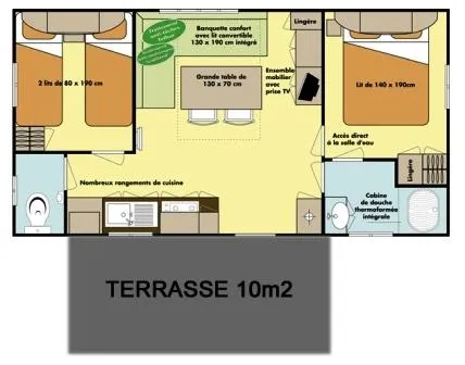 Mobil-Home Super Mercure Eco 28M² (2 Chambres) + Terrasse