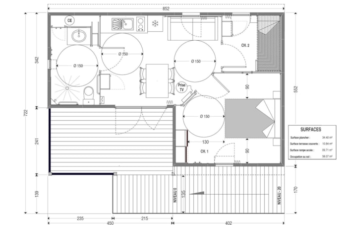 Chalet Pmr 35M² - 2 Chambres - Adapté Pour Personnes À Mobilité Réduite