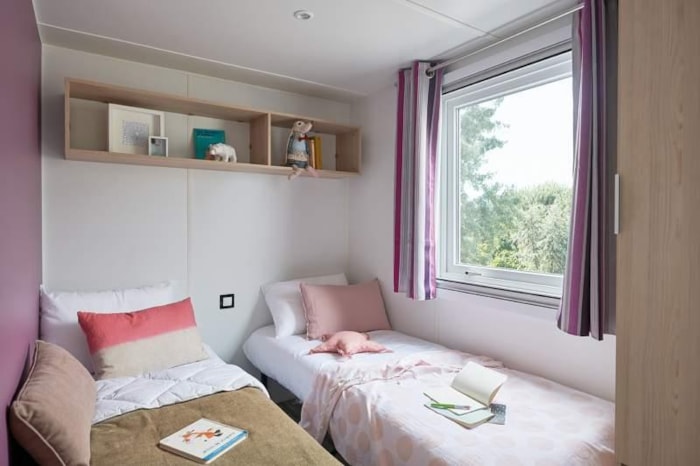 Mobil Home Lodge 100 Confort Plus 3 Chambres - 2 Sdd - 40 M² + Terrasse Semi Couverte