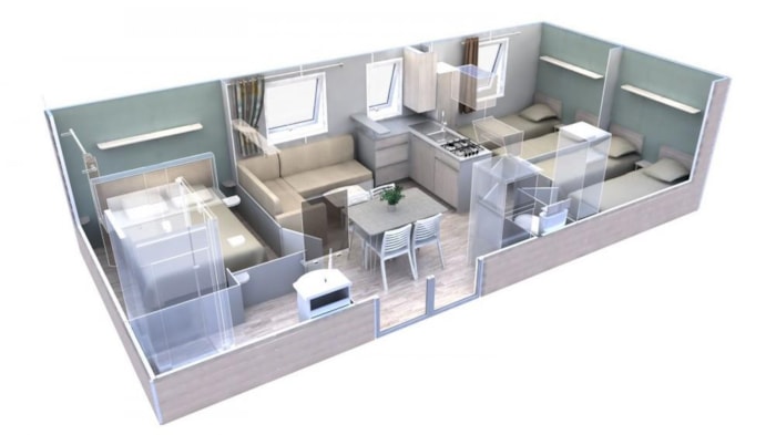 Mobil Home Eva 33 3 Chambres - 33 M² + Terrasse Semi Couverte