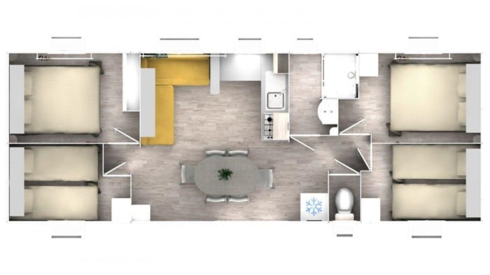 Mobil Home Eva 40 - 4 Chambres 1 Sdb - 40M² + Terrasse Semi Couverte