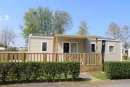Mobil Home Lodge 100 Confort Plus 3 Chambres - 2 Sdd - 40 M² + Terrasse Semi Couverte