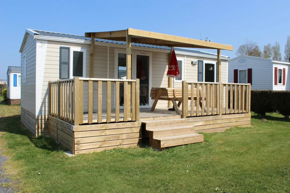 Location - Mobil Home Eva 33 3 Chambres - 33 M² + Terrasse Semi Couverte - Camping Le Clos de Balleroy
