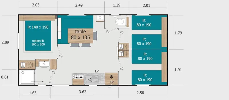 Mobil Home Lodge 8073 3 Chambres - 33 M² + Terrasse Semi Couverte