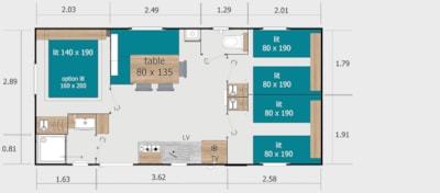Mobile home Lodge 8073 3 bedrooms - 33 m² + semi-covered terrace — 5