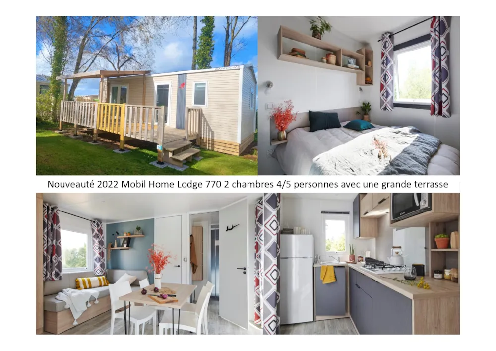 Location - Mobil Home Lodge 770 Confort Plus 2 Chambres - 30 M² + Terrasse Semi Couverte - Camping Le Clos de Balleroy