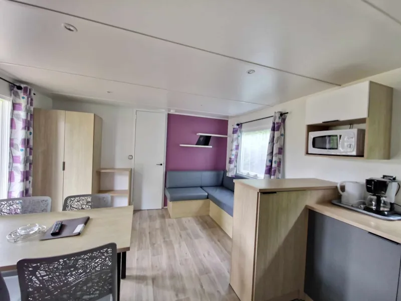 Mobil Home Lodge 100 Confort Plus 3 Chambres - 2 Sdd - 40 M² + Terrasse Semi Couverte
