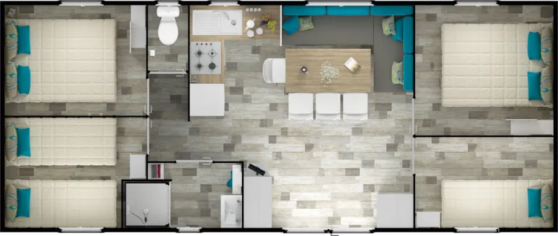 Mobilhome Nirvana 4 Chambres 8 Pers - 40 M² + Terrasse Semi Couverte