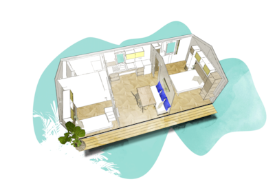 32m² mobile home for people with reduced mobility - 2 bedrooms + television and dishwasher — 10