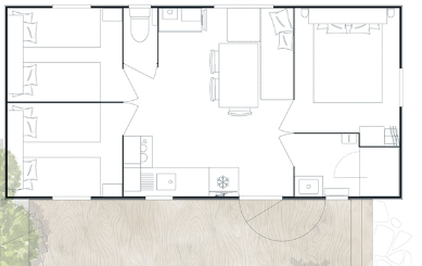 Quiétude Premium 35m² mobile home - 3 bedrooms + television, dishwasher, and deck chairs/sun loungers — 10