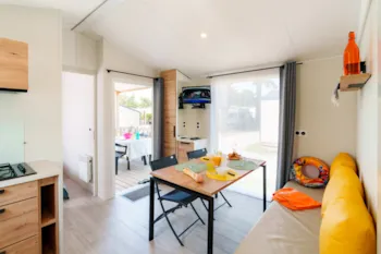 Mietunterkunft - Mobilheim Escapade Confort 27M² - 2 Zimmer + Fernseher - Camping du Vieux Château