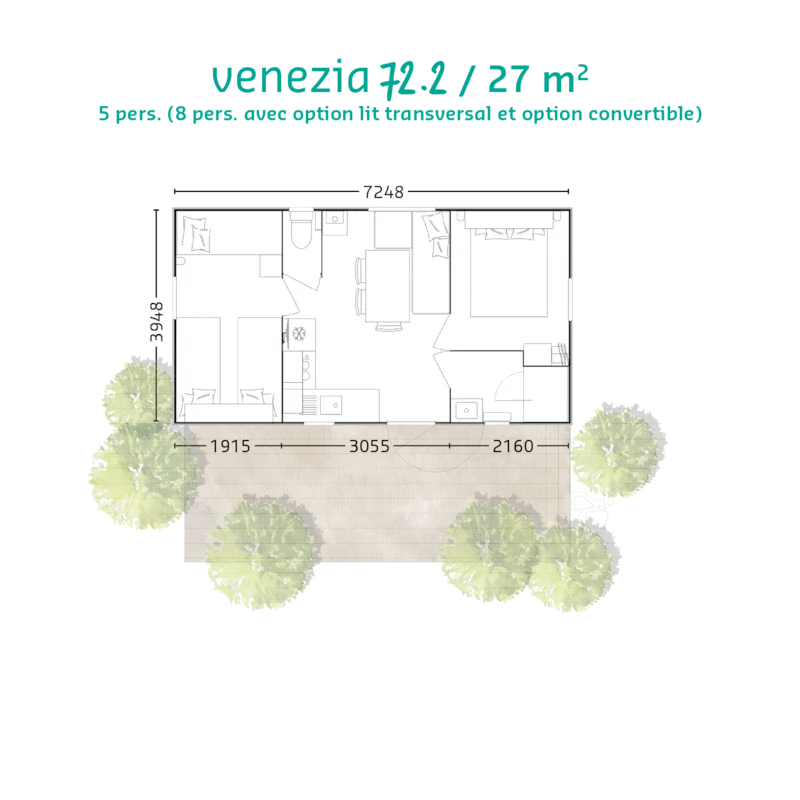 Mobil-Home Club 5 27M² - 2 Chambres + Télévision