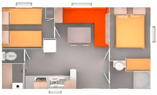 Mietunterkunft - Mobilheim 27M² 2 Schlafzimmer - image n°1 - Camping des Chavannes