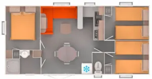 Locatif - Mobilheim 33m² 3 Schlafzimmer - Camping des Chavannes