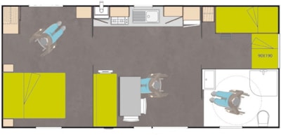 Mobile-home Life - 2 bedrooms - adapted to the people with reduced mobility