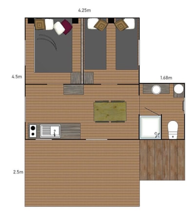 C- Lodge on stilts - 2 bedrooms, 24m² with covered terrace — 4