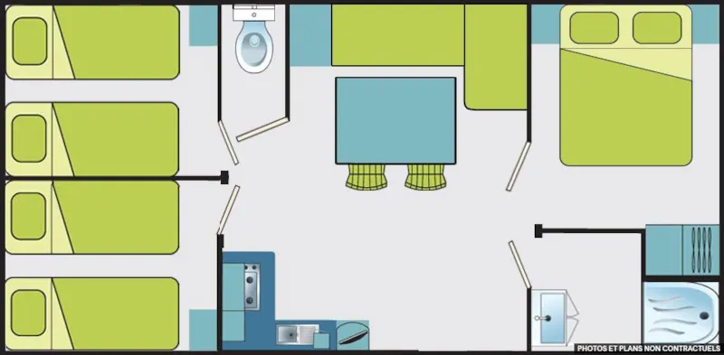 Mobil Home Éco (3 Chambres) + Terrasse Couverte