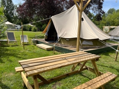 Bohemian tent on stilts