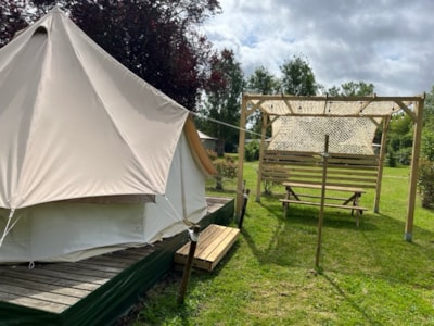 Scandinavian tent on stilts