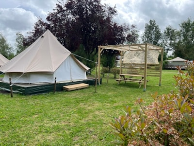 Scandinavian tent on stilts
