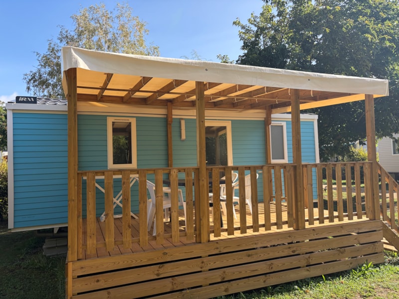 Komfort-Mobilheim (2 Schlafzimmer) + überdachte Terrasse