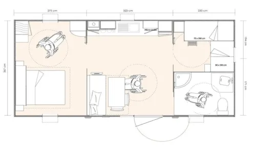 Mietunterkunft - Life Pmr – 2 Zimmer (Samstag) – Max. 2 Erwachsene – Klimatisiert - image n°2 - Camping Ardèche Domaine de Gil