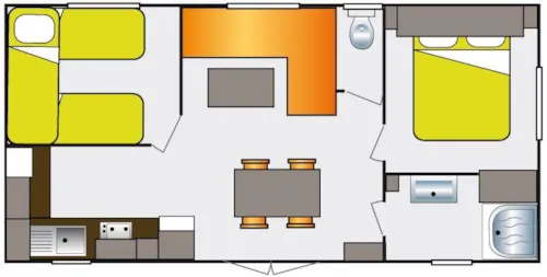 Accommodation - Large Family Cottage - 2 Bedrooms (Saturday) - Max. 2 Adults - image n°4 - Camping Ardèche Domaine de Gil