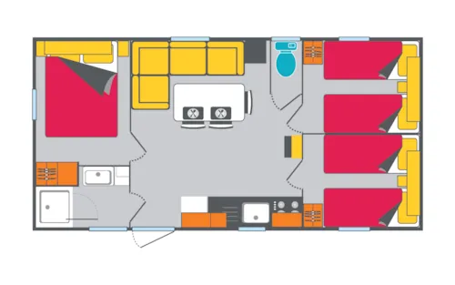 Huuraccommodatie(s) - Familie - 3 Kamers (Zondag) - Max. 4 Volwassenen - image n°5 - Camping Ardèche Domaine de Gil