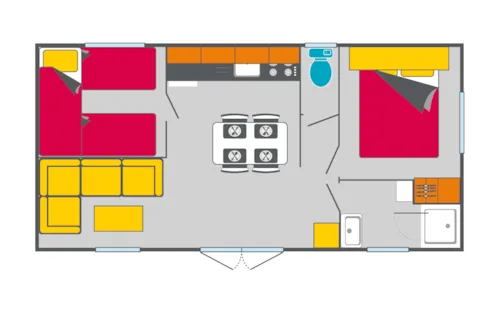 Mietunterkunft - Großes Familienzimmer – 2 Schlafzimmer (Sonntag) – Max. 2 Erwachsene – Klimatisiert - image n°2 - Camping Ardèche Domaine de Gil