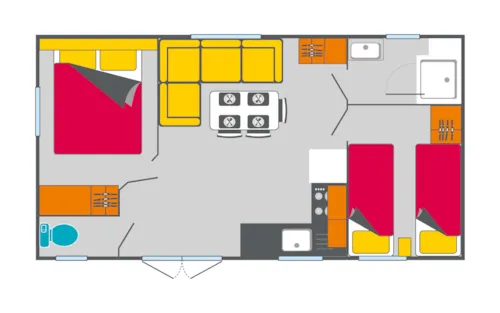 Mietunterkunft - Oceane - 2 Zimmer (Samstag) - 2 Erwachsene Max - image n°3 - Camping Ardèche Domaine de Gil