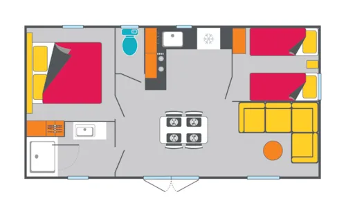Mietunterkunft - Grand Large Premium – 2 Zimmer (Sonntag) – Max. 2 Erwachsene – Klimatisiert - image n°5 - Camping Ardèche Domaine de Gil