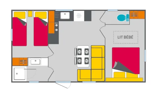 Mietunterkunft - Cottage - 2 Zimmer (Sonntag) - 2 Erwachsene Max -  Klimatisiert - image n°4 - Camping Ardèche Domaine de Gil
