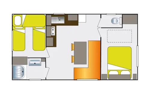 Huuraccommodatie(s) - Familiehuisje - 2 Slaapkamers (Zaterdag) - Max. 2 Volwassenen - Airconditioning - image n°6 - Camping Ardèche Domaine de Gil