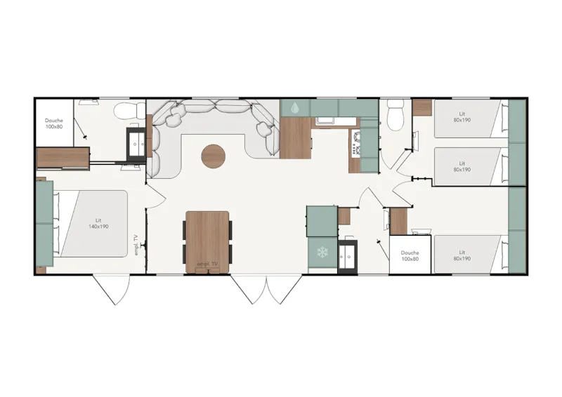 Mobil Home Premium Clim  3 Chambres 2 Sdb