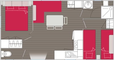 Mobile home 28-30m² - 2 bedrooms - covered wooden terrace — 2