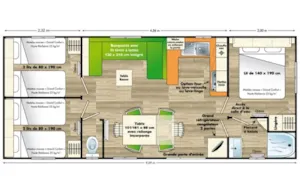 Locatif - Mobilheim 35m² - 3 Schlafzimmer - Camping L'Ardéchois