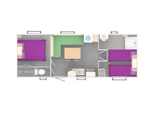 Mietunterkunft - Mobilheim 24.9M² - 2 Schlafzimmer - image n°7 - Camping L'Ardéchois