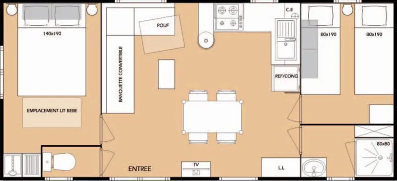 Mobil-Home Passion 2 Chambres 32M²
