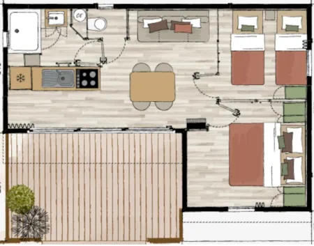 Location - Chalet Premium Climatisé 2 Ch - Les Chalets du Périgord