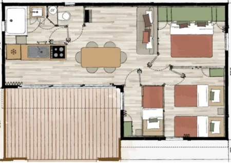 Location - Chalet Premium Climatisé 3 Ch - Les Chalets du Périgord