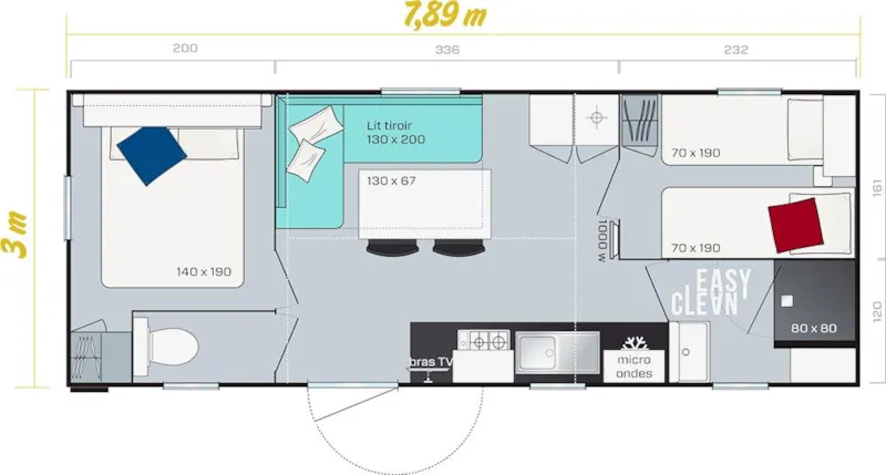 Mobil Home Confort 2 Chambres 24M² + Tv + Wifi + Terrasse