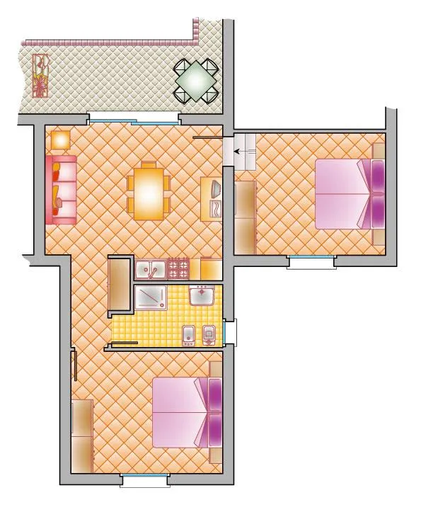 Appartement À Trois Pièces 65 M²