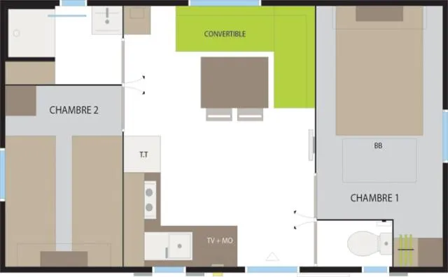 Mobil Home Baïgura 2Ch Premium  - Terrasse Couverte